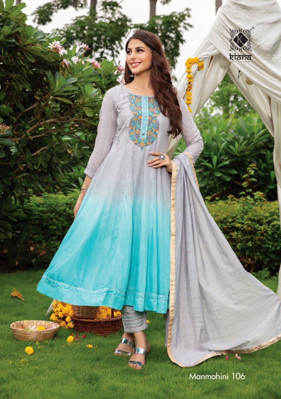 Manmohini By Kiana Muslin Anarkali Readymade Suits Catalog